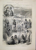 Original Old Antique Print 1882 Naga Hills War Dress Grave Cachari Policeman