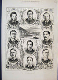 Original Old Antique Print 1877 Oxford Boat Race Crew Marriott Moss Beaumont