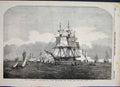 Original Old Antique Print 1854 Neptune Rear Admiral Corry Saluting Victorian