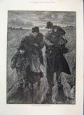 Original Old Antique Print 1886 Out Work Drawn A D M'Cormick Poverty Children