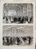 Original Old Antique Print 1865 British Association Birmingham Soiree Victorian