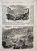 Original Old Antique Print 1864 Quarries Holwell Bath Aqueduct Kennet Avon 19th