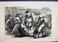 Original Old Antique Print 1876 Skinning A Tiger For Pelt Other Kills Victorian
