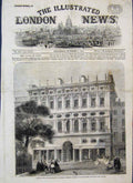Original Old Antique Print 1859 Offices Princes Street Edinburgh Scotland 19th
