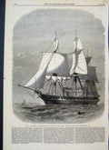 Original Old Antique Print 1867 Galatea Ship At Sea Duke Edinburgh Victorian
