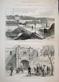 Original Old Antique Print 1882 War Egypt Rossetta Gate Moharrem Bey Sketch