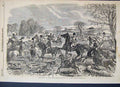 Original Old Antique Print 1855 Hunting Holidays Horses Dogs Country Victorian