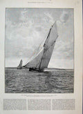 Original Old Antique Print 1885 Genesta Cutter Yacht Richard Sutton Victorian