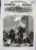 Original Old Antique Print 1866 House Commons John Evelyn Denison Oaths 19th