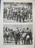 Original Old Antique Print 1885 Khartoum Black Watch Major Kitchener Victorian