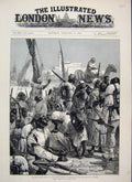 Original Old Antique Print 1884 War Soudan Black Troops Massowah Souakim Sketch