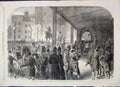 Original Old Antique Print 1866 Parliament Queen Westminster Horses Victorian