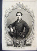 Original Old Antique Print 1863 Portrait Royal Highness Price Alfred Victorian