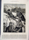 Original Old Antique Print 1880 War Afghanistan Reconnoitring Men Victorian