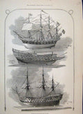Original Old Antique Print 1887 English Ships Harry Soveraigne William 19th