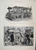 Original Old Antique Print 1885 London News Ing Machine Inventions Victorian