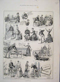 Original Old Antique Print 1886 Valentines Day Images Love Story Image 19th
