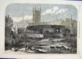 Original Old Antique Print 1863 Thomas Hospital Charing Cross Works Victorian