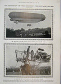 Original Old Antique Print 1908 Army Air Ship Farnborough Common Photo 20th
