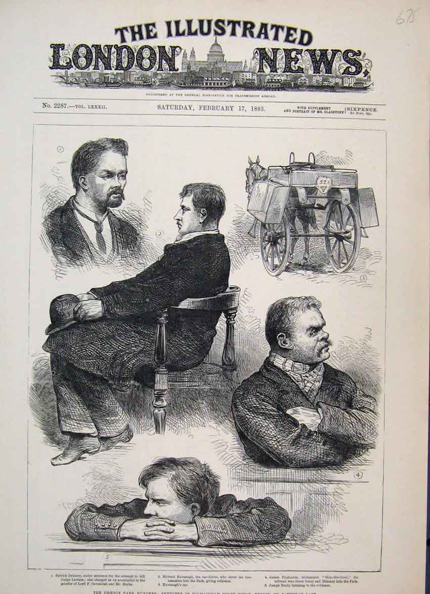 Original Old Antique Print 1883 Court House Kilmainham Dublin People Sketch