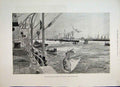 Old Antique Print 1895 Channel Fleet Anchored Mounts Bay Boats Fine Art 19th