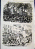 Original Old Antique Print 1863 New York Riots First Avenue Orphan S Victorian