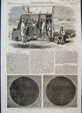 Original Old Antique Print 1860 Observatory Rivabellosa Eclipse Sun Victorian