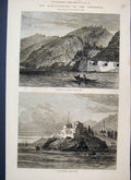Original Old Antique Print 1877 Fortress Mahdjar Poiraz Bournou Asiatic Sketch