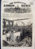Original Old Antique Print 1866 Thames Embankment Build Arundel Street 19th