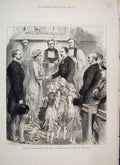 Original Old Antique Print 1881 Marriage Baroness Burdett Coutts Bartlet 19th