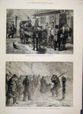 Old Antique Print 1882 Siberia Horse Post Station Criminals Snow Fine Art 19th