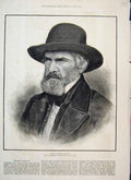 Original Old Antique Print 1881 Thomas Carlyle Photograph 19th
