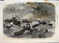 Old Antique Print 1862 Civil War America Ships Burnside Hatteras Sketch 19th