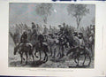 Original Old Antique Print 1885 Desert March Horses Camels Moon Fine Art 19th