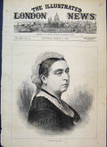 Original Old Antique Print 1872 Majesty Queen Portrait 19th Century