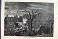 Original Old Antique Print 1874 Disaster Regents Canal Explosion Night Fine Art
