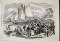 Original Old Antique Print 1866 Volunteers Brighton Beach Easter Sunday 19th