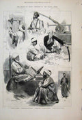 Original Old Antique Print 1882 Egypt Janissary Greek British Consulate Sketch