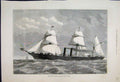 Original Old Antique Print 1877 Despatch Vessel Iris Steel Ship Ocean Victorian