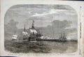 Original Old Antique Print 1854 Baltic Fleet Ships Entrance Green Belt 19th