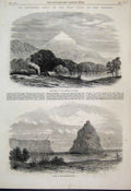 Original Old Antique Print 1865 Teramakau Valley Tent Wanganui River Victorian