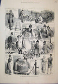 Original Old Antique Print 1883 Dairy Show Agricultural Hall Islington 19th