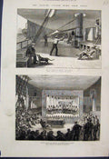 Old Antique Print 1876 Serapis Evening Entertainment Lawn Tennis Sketch 19th