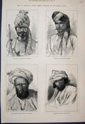 Old Antique Print 1879 Afghan Tribes Mahaz Khan Afreedi Ghuzni Portrait 19th