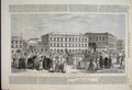 Original Old Antique Print 1865 Oriental Bank Share Market Bombay Victorian