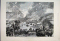 Original Old Antique Print 1884 War Soudan Cavalry Osman Dinga Village Sketch