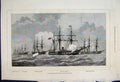 Original Old Antique Print 1877 Russian Squadron New York Harbour Victorian