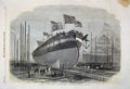 Original Old Antique Print 1861 Launch Majesty Steam Ram Frigate Resistance