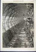 Original Old Antique Print 1862 Exhibition Building Agricultural Implements