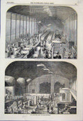 Original Old Antique Print 1849 Candle Moulding Room Packing Department. 19th